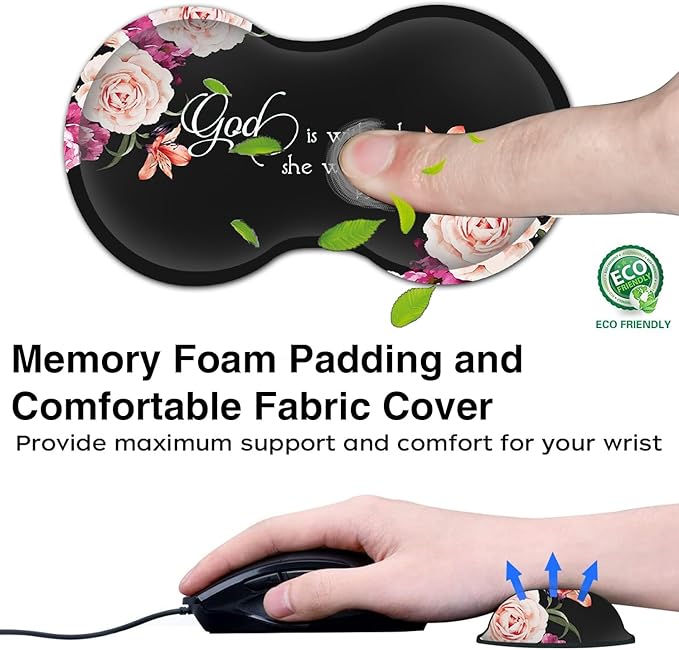 Desk Pad Extended Large Mouse Pad with Stitched Edges (31.5X11.8In) Ergonomic Mouse Wrist Rest Support Waterproof Computer Keyboard Mouse Mat Peony Flower Psalm 46:5 XXL Black Gaming Mouse Pad