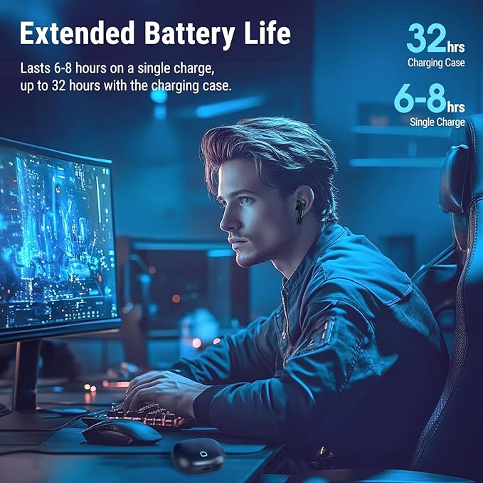 Middle Rabbit SW5 Wireless Gaming Earbuds with Mic Compatible with PC PS5 PS4 Desktop VR Computer Headphones 2.4G Dongle &amp Bluetooth 5.4 Dual-Mode 4 Built-in Microphones 20ms Low Latency