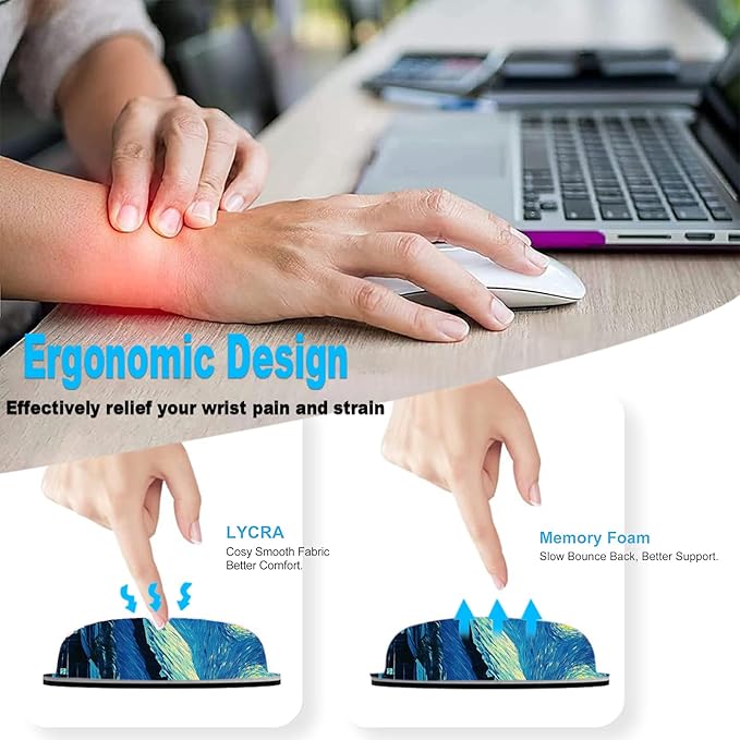 Keyboard Wrist Rest and Mouse Pad Set31.5x11.8 Inches Desk MatWaterproof Non-Slip Ergonomic Wrist Support for Pain ReliefExtended Desk Protector for Office Home GamingStarry Night Sky Art