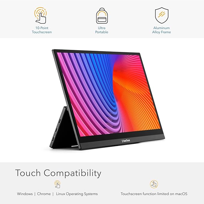SideTrak Solo Pro 13” Touchscreen Portable Monitor for Laptop | 1080p LED Small Laptop Screen Extender | Kickstand | 10ms Response Time | 60Hz Refresh Rate | USb-C Mini-HD | 1.6 lbs Travel Monitor