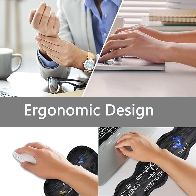 Large Gaming Mouse Pad + Keyboard Wrist Rest + Wrist Support + Coaster Set Memory Foam Ergonomic for Easy Typing XXL Extended Gaming Mouse Pad Table Pad - Vintage Wooden Bible
