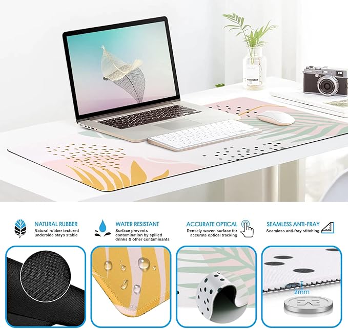 iCasso Large Gaming Mouse Pad with Wrist Rest Set XXL Desk Mat and Keyboard Wrist Rest Set with Ergonomic Design for Home Office