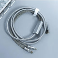 2-IN-1 USB C Dual 8K Mechanical Keyboard Magnetic Axis Cable  6mm Thick Braided RGB Flash Cable No Interruption Metal Plug for Mechanical Keyboards/Mice/Hubs USB-C to USB-A1.5Meter (Silvery)