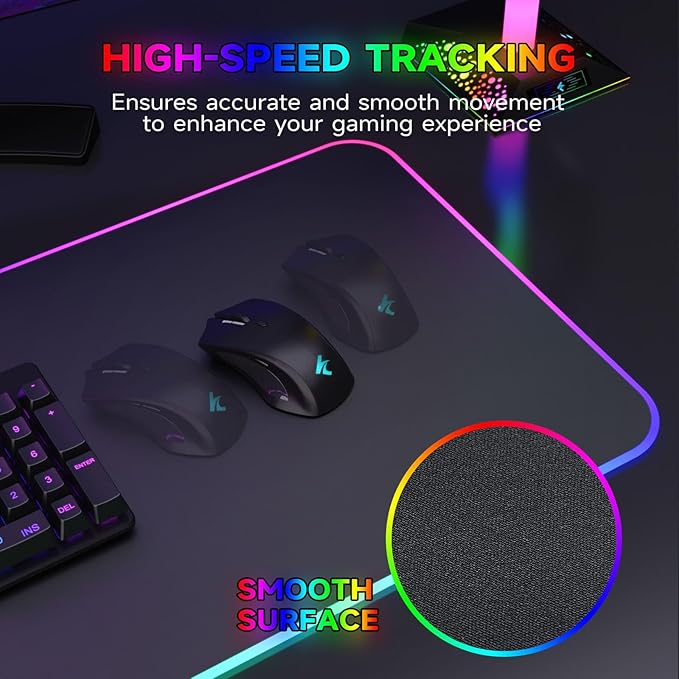 Charging RGB Gaming Mouse Pad - Wireless 15W Mousepad LED Extra Large Mouse Mat 80 * 30cm 10 Light Modes Gaming Room Accessories Computer Keyboard Mat Fast Charging Desk Mat for Gaming Black