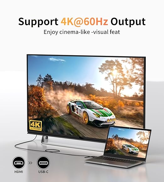 HDMI to USB-C Cable Xreal Air AR 4K@60Hz 6.6ft HDMI to Type-CUSB Powered Hdmi to USB-C Adapter Compatible for Mobile MonitorNreal Air Xreal AR Rokid air Switch Steam Deck