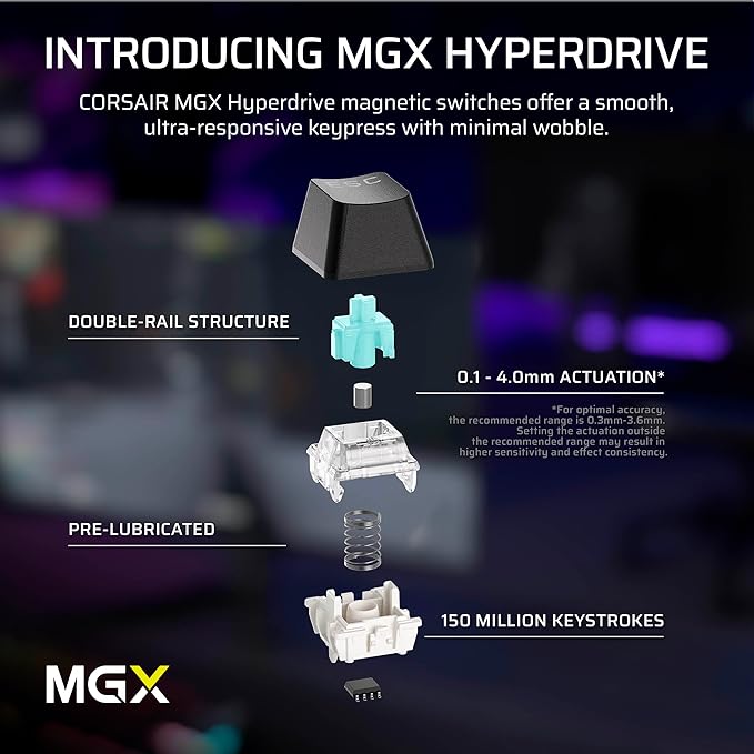 Corsair MAKR PRO 75 Hall Effect DIY Wired Magnetic Mechanical Gaming Keyboard – 75% Layout MGX Hyperdrive Switches Dual Actuation Rapid Trigger FlashTap SOCD 8000Hz US Layout – Black