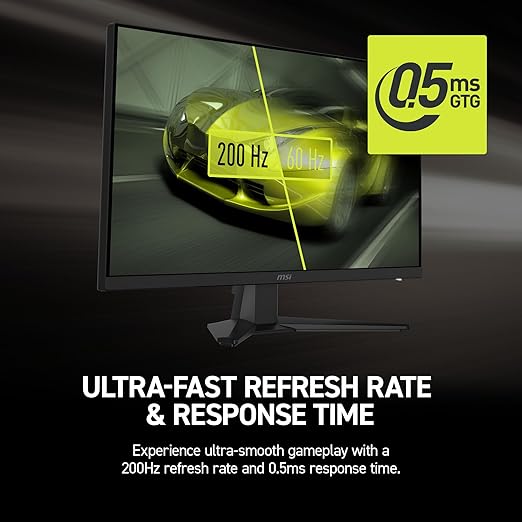 msi MAG 272F 27-inch 1920 x 1080 (FHD) Gaming Office Monitor 200Hz Adaptive Sync HDR Ready HDMI VGA Port VESA Mountable Tilt 4-Side Slim Bezel0.5ms Black