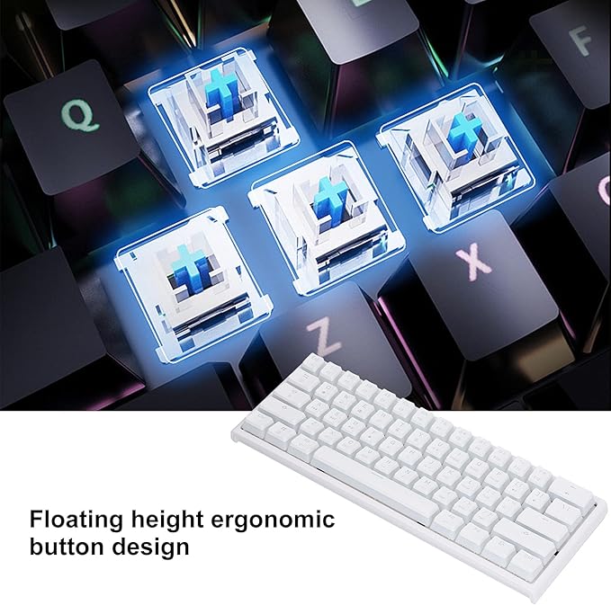 Mini Mechanical Gaming Keyboard Backlight Ergonomic Game Keyboard with Long Type C USB Cable Easy to Carry for PC/  Typist Travel(white2)