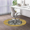 Brown Orange PU Leather Carpet for Hard Wood &amp Tile Floor Middle Eastern Exotic Mystic Culture Easy Glide Floor Protector Mat for Office Chairs Mandala Diameter 39.4 in