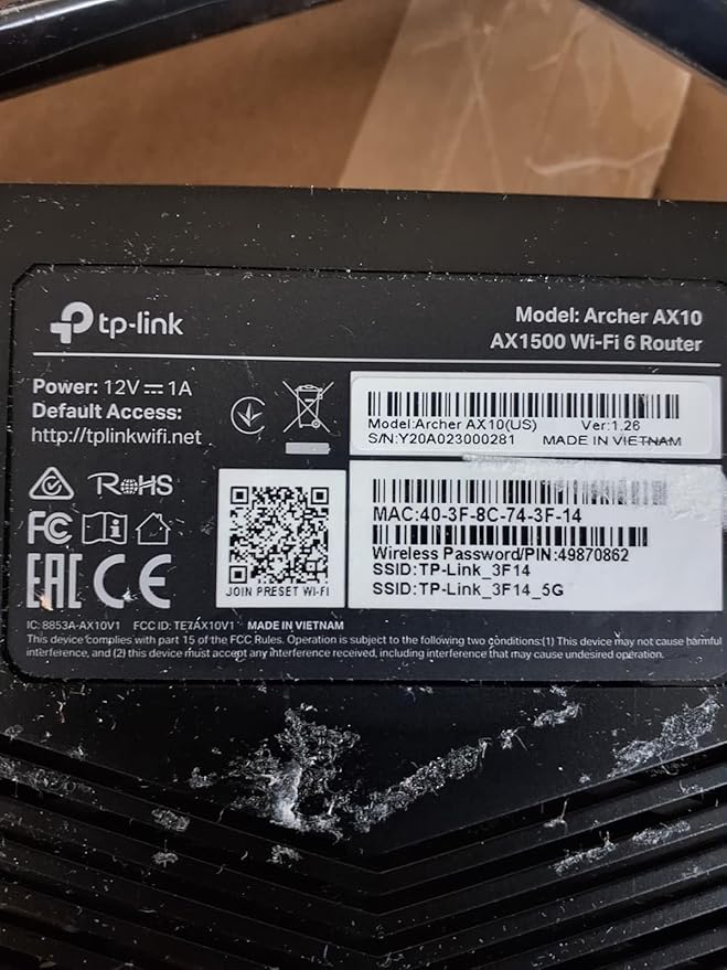 TP-Link Wifi 6 AX1500 Smart WiFi Router (Archer AX10) 802.11ax Router Dual Band AX RouterBeamformingOFDMA MU-MIMO Parental Controls Works with Alexa (Renewed)