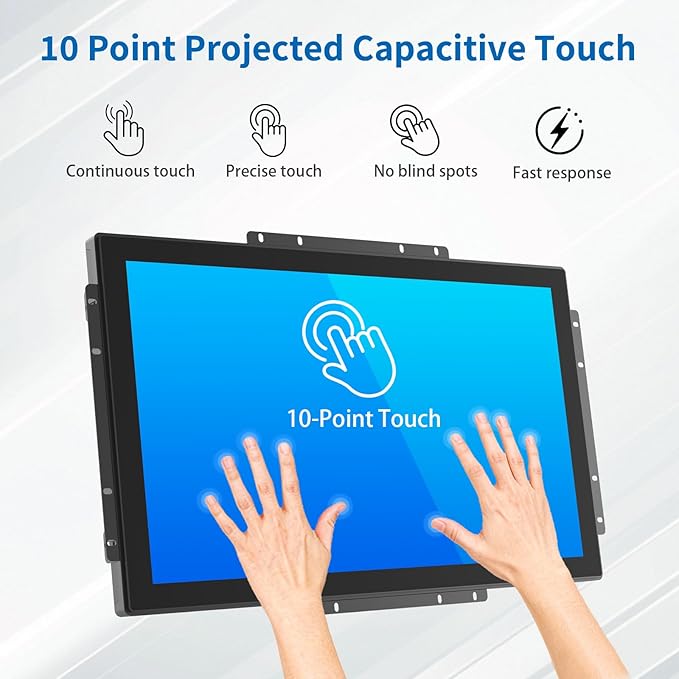 21.5 Inch Open Frame Touch Monitor PCAP 10-Point Touch Industrial Touchscreen Monitor with HDMI/VGA/DVI Interface Active Matrix TFT LCDLED Backlight with VESA Mount