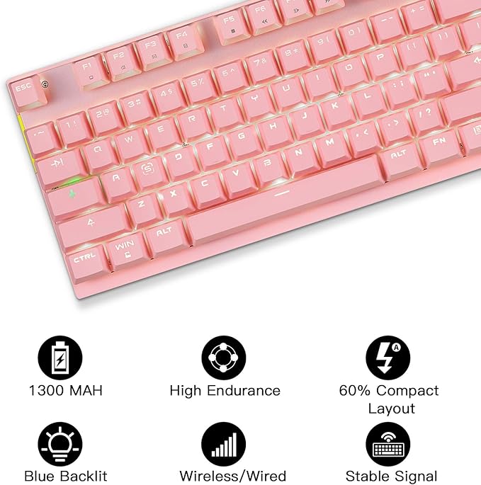 MOTOSPEED GK82 RGB LED Backlit Wired Mechanical Gaming Keyboard 82 Keys Hot-Swap Mechanical Keyboard w/Aluminum Base Upgraded Socket and Noise Absorbing Foams Soft Tactile Blue Switch