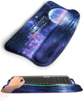 Ergonomic Wave Wrist Rest with Keyboard Stand Cushioned Palm Rest Comfortable Integrated Memory Foam for Natural Typing and Relieve Wrist Pain Moon and Starry Sky