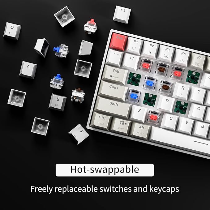 Newmen GM840 Wireless Mechanical KeyboardWired/Bluetooth/2.4G 75% Compact RGB Backlit Hot Swappable Mini Gaming KeyboardUSB C 84 Keys Small Computer Keyboards for PC/Laptop/Win/MacBrown Switches