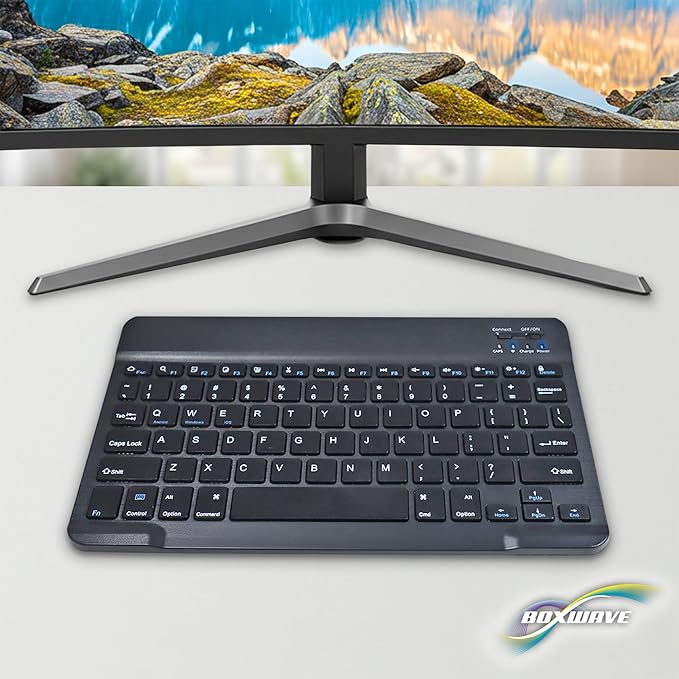 BoxWave Keyboard Compatible with Samsung Galaxy S24 - SlimKeys Bluetooth Keyboard Portable Thin with Chiclet-Style Keys - Jet Black