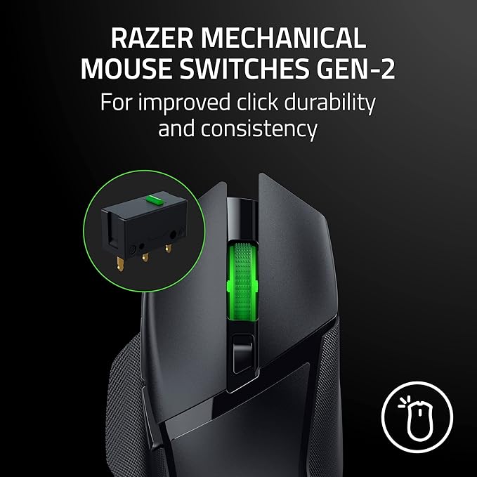 Razer Basilisk V3 X HyperSpeed Gaming Mouse - Optical - Wireless - Bluetooth/Radio Frequency - 2.40 GHz - Black - USB - 18000 dpi - 7 Button(s) - 7 Programmable Button(s) - Right-handed - 1 x AA Batte