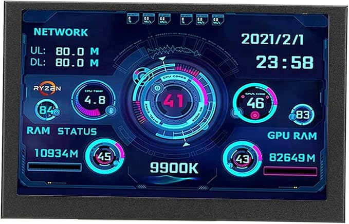 Yosoo Health Gear Monitor PC CPU Data Monitor 5 Inch Computer Temp Monitor PC CPU GPU RAM Data Monitor for aida64 Temperature Display