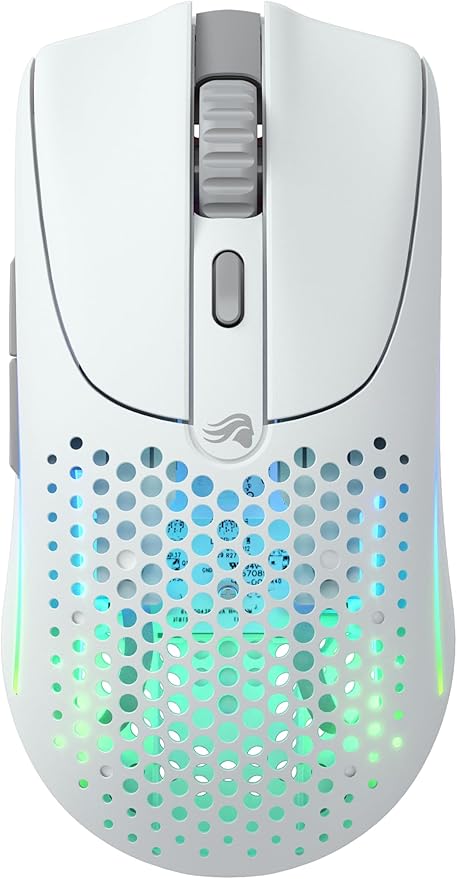 Glorious Gaming Model O 2 Wireless Gaming Mouse - Hybrid 2.4GHz &amp Bluetooth Wireless 68g Superlight Long Battery Life 26k BAMF 2.0 Sensor RGB Ambidextrous 6 Buttons PTFE Feet - White