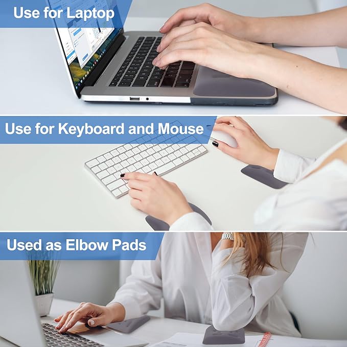 Upgraded Wrist Rest for Laptop Ergonomic Memory Foam Laptop Wrist Pads for Computer Keyboard Wrist Support Cushion for Typing (Gray)
