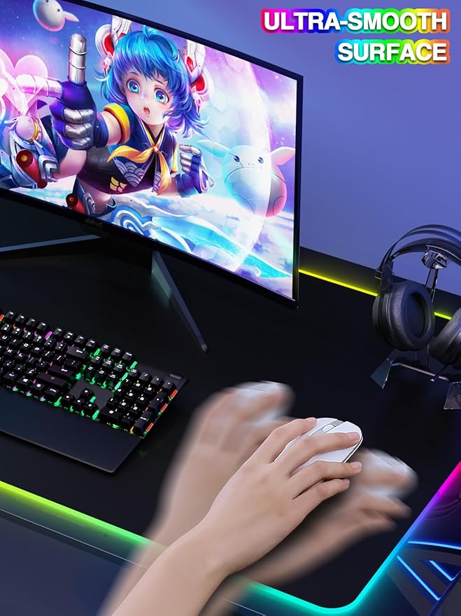 RGB Desk Mat with 15W Fast Charging Mouse Pad Wireless Charging Large Gaming Mousepad for Desk Pad Waterproof Non-Slip