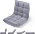 Giantex Floor Chair with 14-Position Adjustable Couch Recliner with Soft Flannel Fabric Cover Heavy Duty Metal Support Folding Gaming Floor Chair for Adults Reading (24” x 19.5” x 20”Gray)