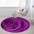 Purple Chair Mat Office Protector for Hardwood Floors Anti-Slip Floor Protection Mat Multi-Purpose Chair Carpet for Desk Romantic Love Blooms Design Diameter 39.4 in
