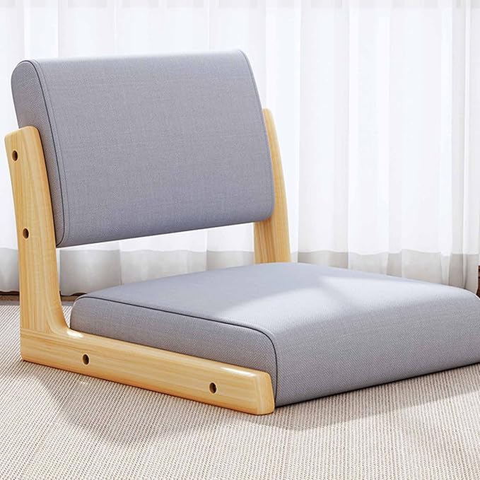 BTZHY Floor Chair Floor Chair Portable Legless Chair with backrest Legless Stool Made of Solid Wood with Comfortable Cotton and Linen Upholstery Portable Single seat Chair
