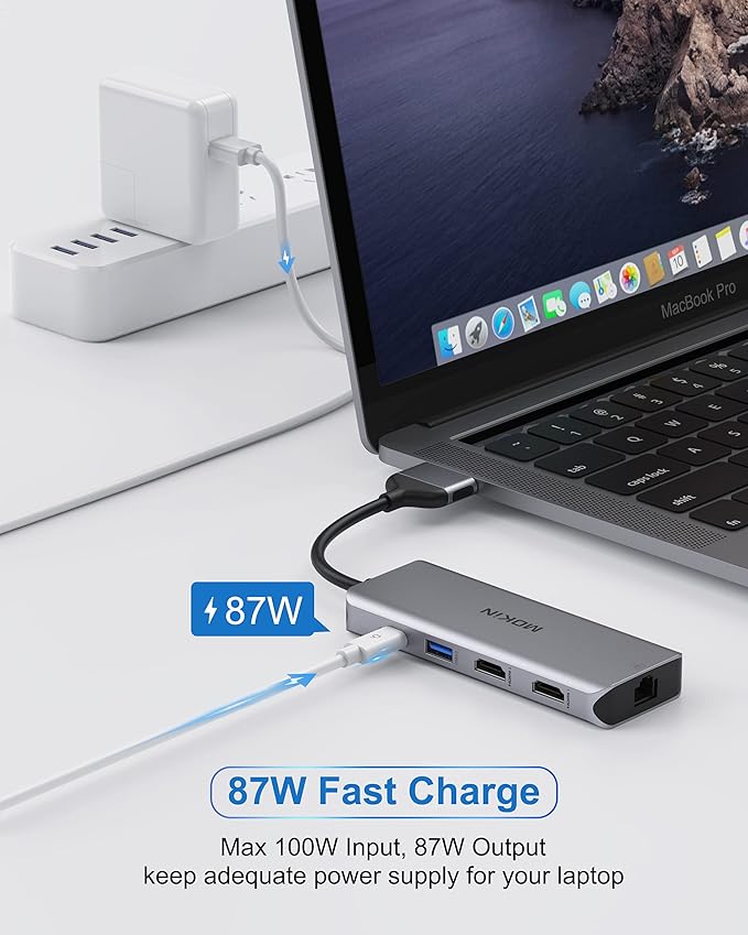MacBook Pro Docking Station Dual Monitor MacBook Pro HDMI Adapter9 in 1 USB C Adapters for MacBook Pro Air Mac HDMI Dock Dongle Dual USB C to Dual HDMI Ethernet 3USB SD/TF100W PD