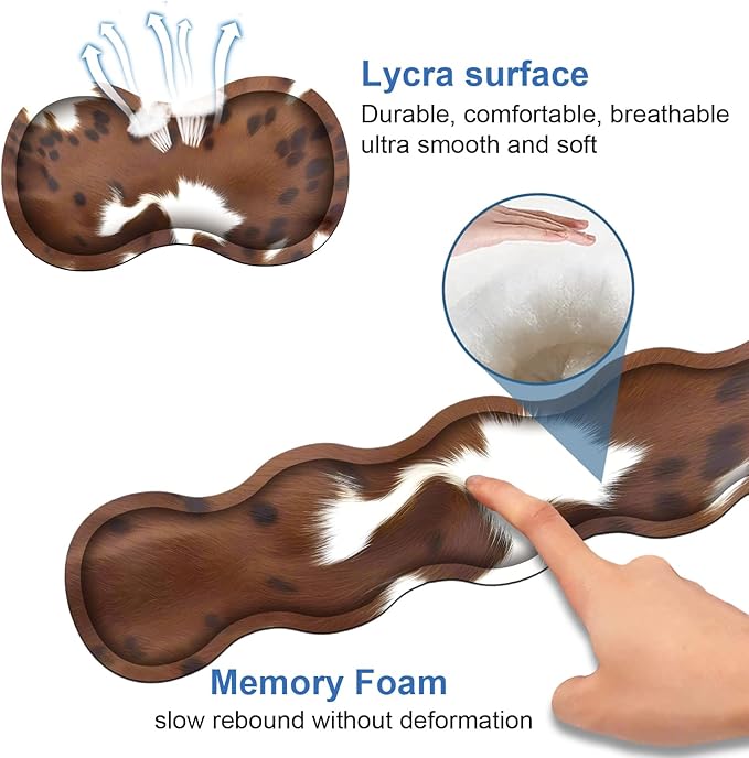 4 in 1 Ergonomic Memory Foam Mouse Pad Wrist Rest Set Large XXL Gaming Desk Pad + Keyboard Wrist Rest + Mouse Wrist Cushion + Coaster for Home Office Study Gaming Brown Cow Print