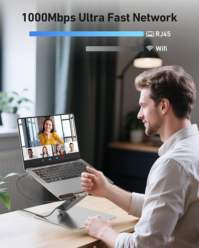 BENFEI Laptop Stand with USB C 6in1 Docking Station HDMI 4K@60HzGigabit Ethernet 100W Power Delivery 10Gbps 1*USB C 3.2 and 2*USB A 3.2 Compatible with MacBook Pro/Air iPad Pro XPS Thinkpad