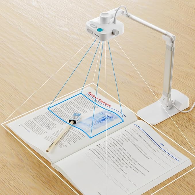 OKIOCAM W1 USB 4K 8MP Document Camera with Light for Teachers. Comes with OKIOPoint &amp AI-Tracking Presentation Software. Doc Camera for Classroom. Compatible with PC/Mac with Type-C Adaptor