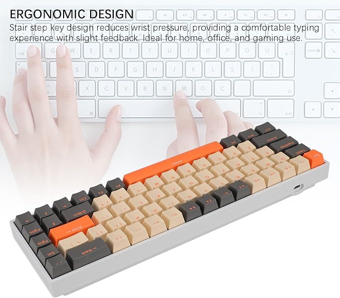 Zunate Wired 60% Mechanical Gaming Keyboard - 68 Key RGB Backlit Gaming Keyboard USB C Wired Ergonomic Keyboard Portable Gaming Keyboard for Wins