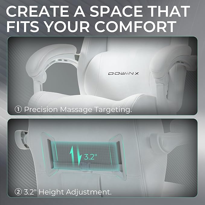 Dowinx Big and Tall Gaming Chair Suede Fabric Game Chair with Pocket Spring Cushion High Back Gamer Chair Ergonomic with Footrest for Adults Office 440LBS White
