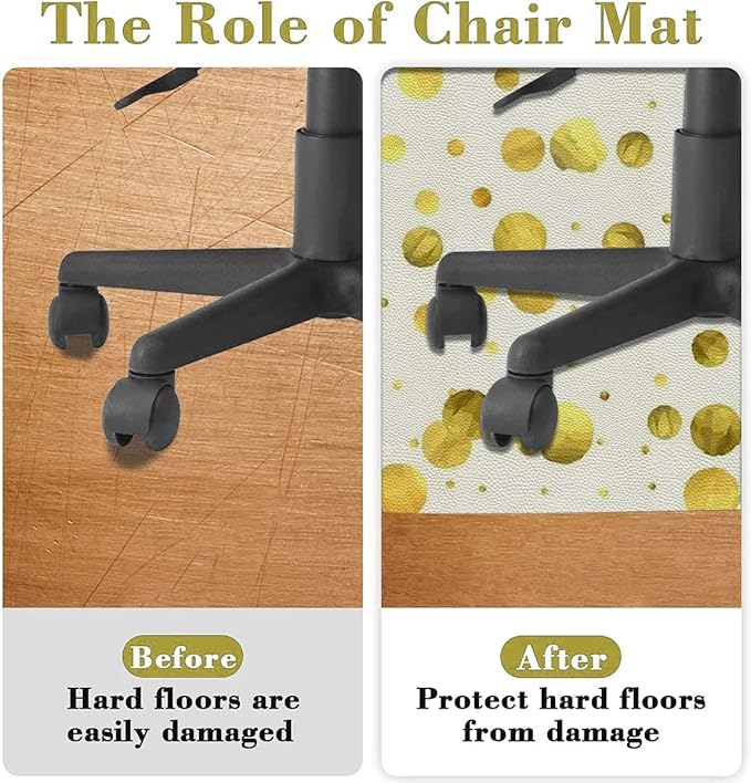 Yellow White PU Leather Office Gaming Rolling Floor Mat Colorful Trippy Geometric Circles Computer Gaming Rolling Chair Mat for Home Office Hardwood Floor Abstract Diameter 39.4 in
