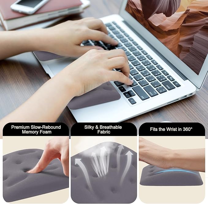 Ergonomic Wrist Rest for Laptop Upgraded Laptop Wrist Support Pad for Computer Keyboard Relieve Wrist Pain and Carpal Tunnel(Gray)