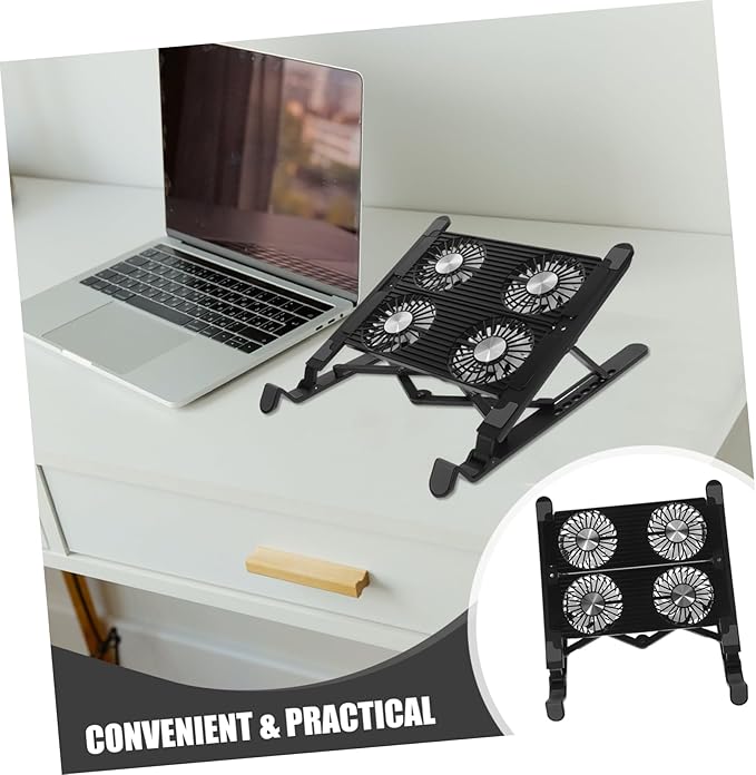 ARTIBETTER 1set Laptop Cooling Pad Adjustable Height Portable Laptop Stand for Cooling USB Powered Fan for Gaming and Office Use Compact and Design