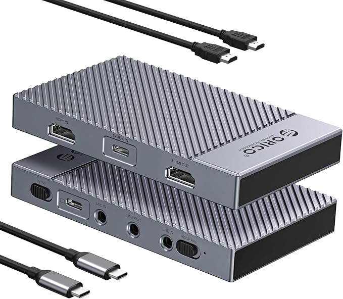ORICO IS6 4K Portable HDMI Capture Card with Dual 4K@60Hz Inputs – Compatible with PS5 Xbox Switch OBS &amp More for Live Streaming &amp Recording Works on PC Mac Laptop iPad