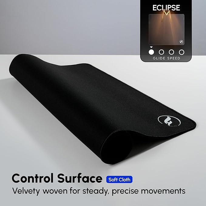 Odin Eclipse XL Gaming Mouse Pad - Control Cloth Surface Stitched Edges Non-Slip Base 19 x 16.5 inches Black