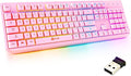 KLIM Chroma Pink Wireless Keyboard – RGB Backlit Rechargeable Battery Wireless Keyboard with Water-Resistant Durable Design Compatible with PC Mac PS4 PS5
