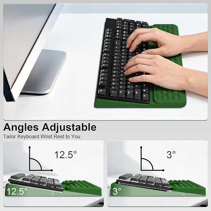 Ergonomic Keyboard Wrist Rest with Storage Tray Soft Memory Foam Arm Cushion Keyboard Stand Keyboard Stand for Office Home - Green