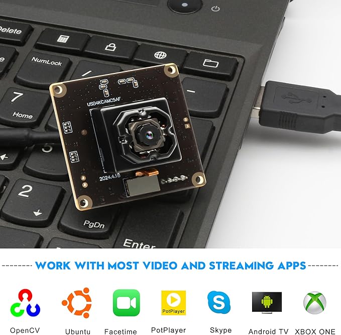 Anti Shake USB Camera Module 4K Vehicles IBIS Stabilization 11MP USB Webcam Autofocus 90 Degree No Distortion Lens Plug and Play for Machine Vision Industrial Robot Vision