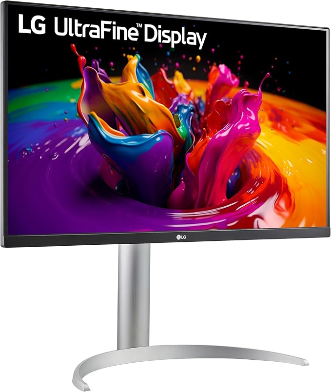 LG 27UP650-W Monitor 27” UHD (3840 x 2160) IPS Display VESA DisplayHDR 400 DCI-P3 95% Color Gamut 3-Side Virtually Borderless Display Height/Pivot/Tilt Adjustable Stand – Silver