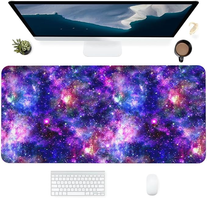 Galaxy Constellation Large Mouse Pad Gaming Mousepad with Wrist Support Rubber Computer Keyboard Mat for Desk Laptop Non-Slip Full Deskmat Protector Waterproof Writing Pad Office Home 16x35.5 in