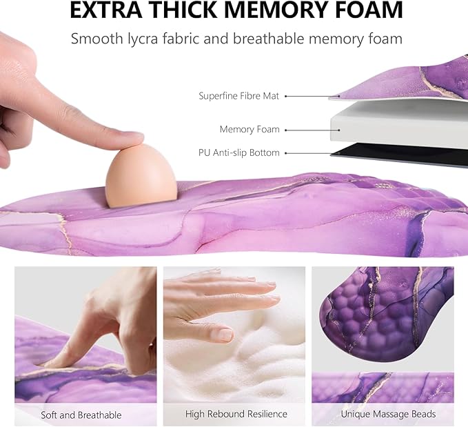 Mouse Pad Wrist Support Laokiiy 2 in1 Keyboard Wrist Rest+ Ergonomic Mouse Pad Non-Slip Wrist Rest for Computer Keyboard Made Easy Typing &amp Relieve Wrist Pain(Amethyst Purple Marble)