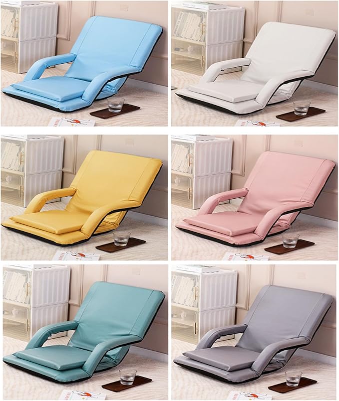 Folding Floor Gaming ChairAdjustable &amp Portable Floor Lazy Sofa Chair with ArmrestBack Support Comfortable Sofa6 Angles Floor Chair for Reading Gaming Meditating (Beige)