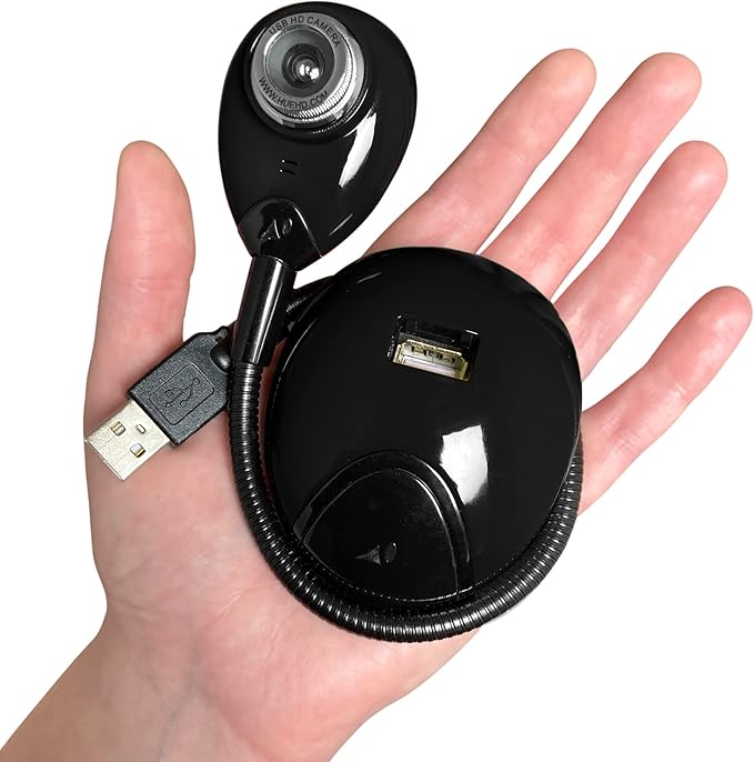 HUE HD Portable USB Video Conferencing Camera. Use as a Webcam for Live Streaming or a Document Camera for Teaching: Windows macOS Chromebook Linux Compatibility (Black with Carry Case)