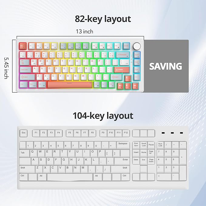 75% Wired Gaming Keyboard Hot Swappable Gasket Mount White Switch 82 Keys TKL Mechanical Keyboard NKRO Creamy for PC Laptop Windows Gamer (Salmon)