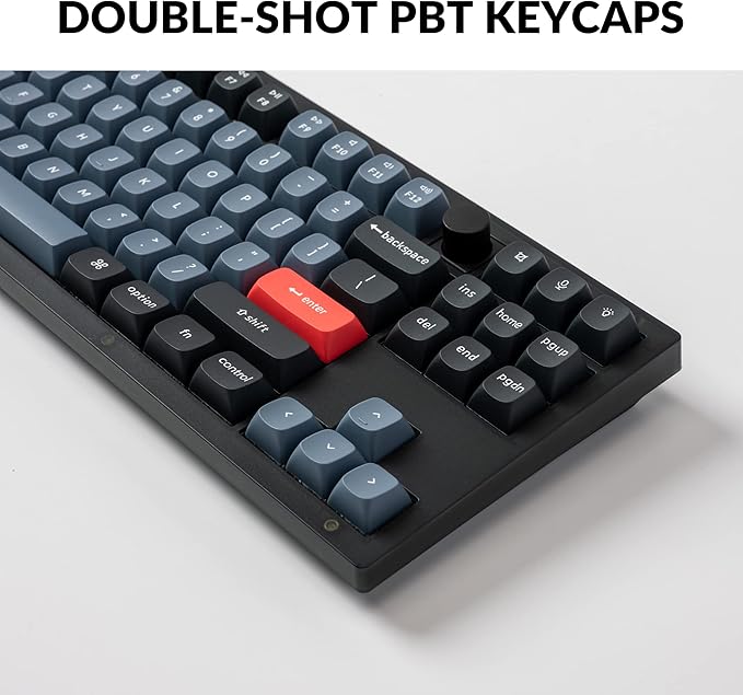 Keychron V3 Wired Custom Mechanical Keyboard Knob Version TKL QMK/VIA Programmable Macro with Hot-swappable Keychron K Pro Red Switch Compatible with Mac Windows Linux (Frosted Black-Translucent)