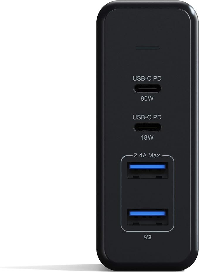 Satechi 108W Pro USB C PD Desktop Charging Station – 2 USBC PD &amp 2 USB A Ports Compatible with 2025/2020/2019 MacBook Pro 2020/2018 MacBook Air M5/M1 iPad Pro/Air iPhone 16 (Pro/Pro Max/Plus -