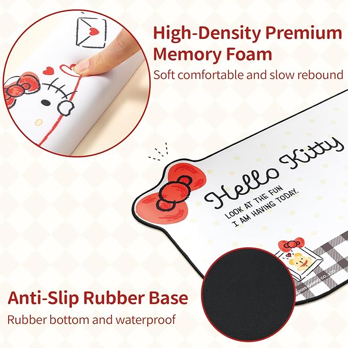 Cartoon Cat Mouse Pad Wrist Rest Support Set Non-Slip Desk Mat and Memory Foam Wrist Rest for Keyboard and Mouse Perfect for Gaming or Home Office Work - HLK